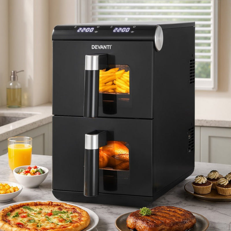 Danoz Kitchen - Devanti Air Fryer Oven 11L Dual Zone Fryers - danozdirect