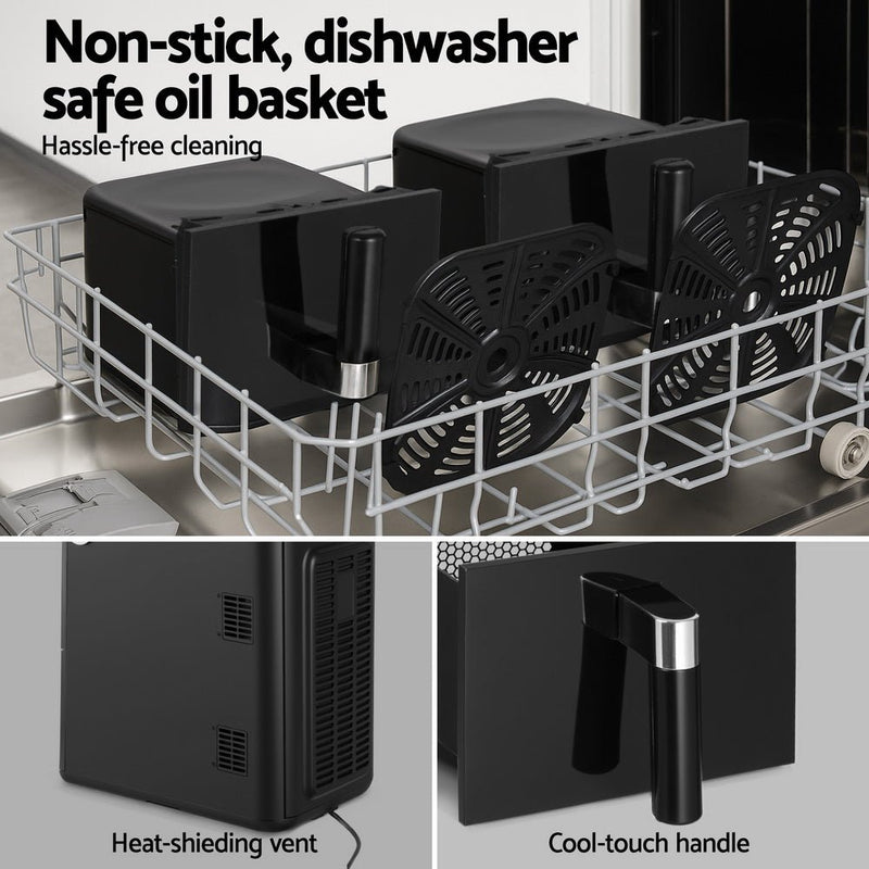 Danoz Kitchen - Devanti Air Fryer Oven 11L Dual Zone Fryers - danozdirect