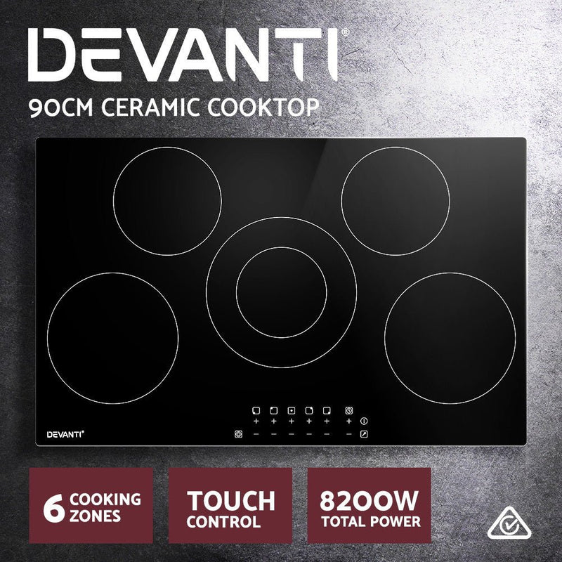 Danoz Kitchen 🧑‍🍳🥘 Devanti Electric Ceramic Cooktop 90cm - danozdirect