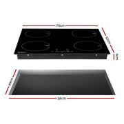 Danoz Kitchen 🧑‍🍳🥘 Devanti Electric Induction Cooktop 70cm Ceramic 4 Zones Stove Cook Top Hot Plate 7000W - Incl. Delivery - danozdirect