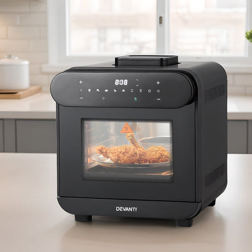 Danoz Kitchen - Devanti Steam Air Fryer Oven 15L W/ LCD Touch 1600W - danozdirect