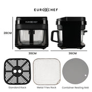 Danoz Kitchen - EUROCHEF 6.5L Air Fryer, Electric Digital Airfryer with Glass Container, Black - danozdirect