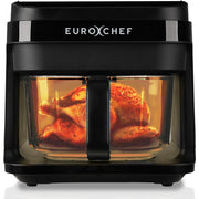 Danoz Kitchen - EUROCHEF 6.5L Air Fryer, Electric Digital Airfryer with Glass Container, Black - danozdirect