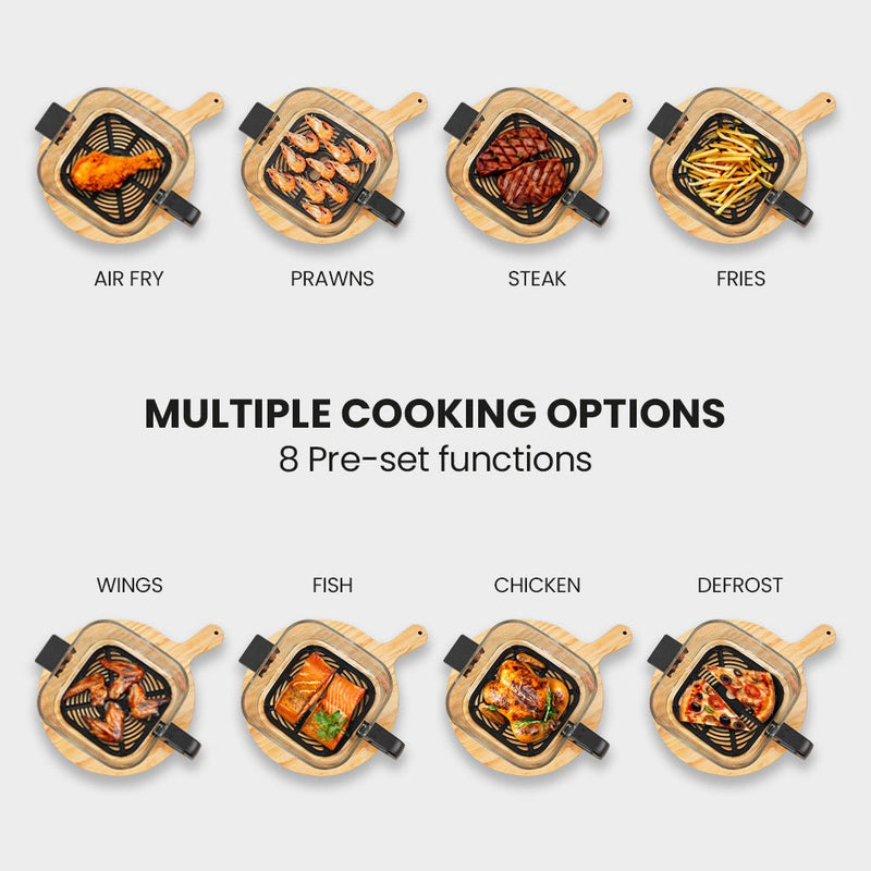 Danoz Kitchen - EUROCHEF 6.5L Air Fryer, Electric Digital Airfryer with Glass Container, Black - danozdirect