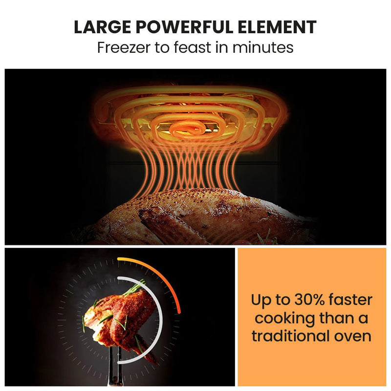 Danoz Kitchen - EUROCHEF 6.5L Air Fryer, Electric Digital Airfryer with Glass Container, Black - danozdirect