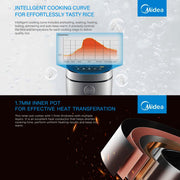 Danoz Kitchen - Midea 5L Rice Cooker Non - Stick Multi - functionality 24 - Hour Auto Keep Warm - danozdirect