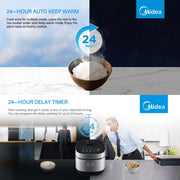 Danoz Kitchen - Midea 5L Rice Cooker Non - Stick Multi - functionality 24 - Hour Auto Keep Warm - danozdirect
