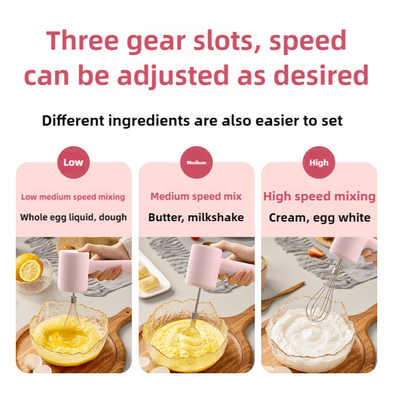 Danoz Kitchen - Portable Electric Mixer, Blender, Egg Beater with 3 - Speed Adjustment, Dual Whisks, and Type - C Charging - danozdirect