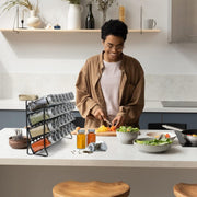 Danoz Kitchen - Spice Rack organiser with 28 Spice Jars, Spice Labels, Funnel and Marker for Kitchen Countertop - danozdirect