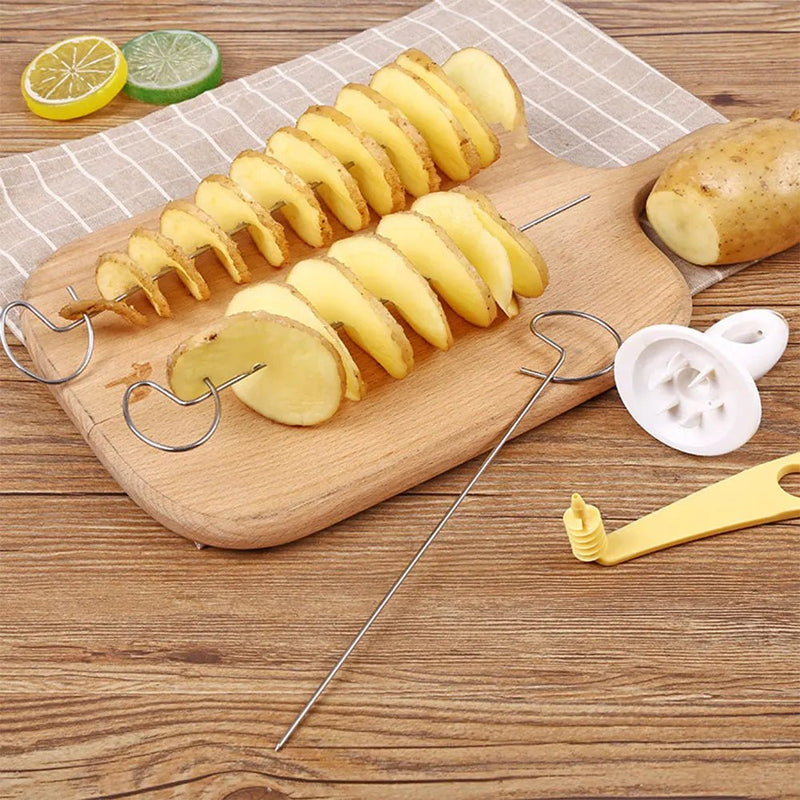 Danoz Kitchen - Stainless Steel Plastic Rotate Potato Slicer Twisted Potato Spiral Slice Cutter Creative Vegetable Tool Kitchen Gadgets - Buy 1 Get 1 Free - danozdirect