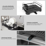 Danoz Kitchen - Steel Frame Dish Drying Rack Durable Steel Frame, Removable Utensil Holder, Compact Size for Small Kitchens & Apartments - danozdirect