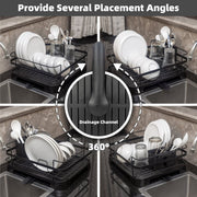 Danoz Kitchen - Steel Frame Dish Drying Rack Durable Steel Frame, Removable Utensil Holder, Compact Size for Small Kitchens & Apartments - danozdirect