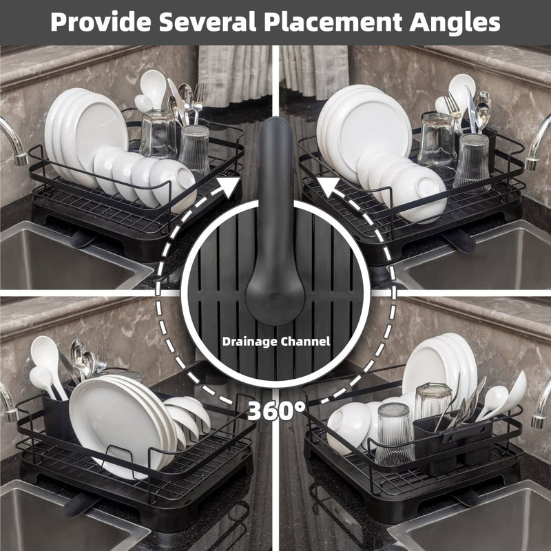 Danoz Kitchen - Steel Frame Dish Drying Rack Durable Steel Frame, Removable Utensil Holder, Compact Size for Small Kitchens & Apartments - danozdirect
