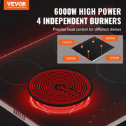 Danoz Kitchen - VEVOR Built - in Electric Cooktop Radiant Ceramic Cooktop 4 Burners 23.2x20.5 inch - danozdirect