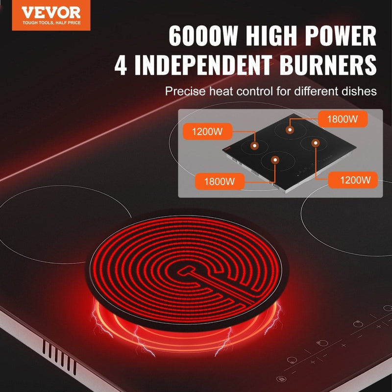 Danoz Kitchen - VEVOR Built - in Electric Cooktop Radiant Ceramic Cooktop 4 Burners 23.2x20.5 inch - danozdirect