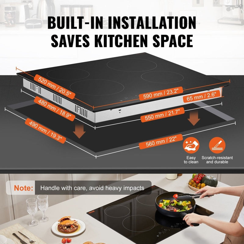 Danoz Kitchen - VEVOR Built - in Electric Cooktop Radiant Ceramic Cooktop 4 Burners 23.2x20.5 inch - danozdirect