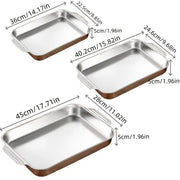Danoz KitchenSmart - 3 - Piece Stainless Steel Baking Tray Set Multi - Purpose BBQ Platters Deep And Thickened Durable Non - Stick Easy to Clean for Party set of 3! - danozdirect