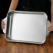 Danoz KitchenSmart - 3 - Piece Stainless Steel Baking Tray Set Multi - Purpose BBQ Platters Deep And Thickened Durable Non - Stick Easy to Clean for Party set of 3! - danozdirect
