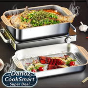 Danoz KitchenSmart - 3 - Piece Stainless Steel Baking Tray Set Multi - Purpose BBQ Platters Deep And Thickened Durable Non - Stick Easy to Clean for Party set of 3! - danozdirect