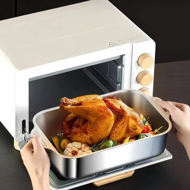 Danoz KitchenSmart - 3 - Piece Stainless Steel Baking Tray Set Multi - Purpose BBQ Platters Deep And Thickened Durable Non - Stick Easy to Clean for Party set of 3! - danozdirect