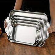 Danoz KitchenSmart - 3 - Piece Stainless Steel Baking Tray Set Multi - Purpose BBQ Platters Deep And Thickened Durable Non - Stick Easy to Clean for Party set of 3! - danozdirect