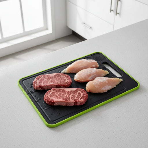 Danoz KitchenSmart 4 in 1 Defrosting, Knife Sharpner and Cutting Board Double Sided Rectangular Chopping Board with Grater Sharpener + Quick Defrosting Tray for Frozen food. - danozdirect