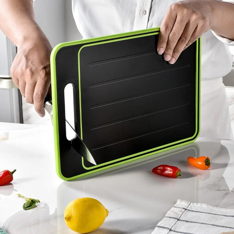 Danoz KitchenSmart 4 in 1 Defrosting, Knife Sharpner and Cutting Board Double Sided Rectangular Chopping Board with Grater Sharpener + Quick Defrosting Tray for Frozen food. - danozdirect