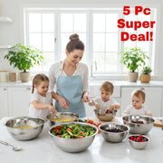 Danoz KitchenSmart - 5pcs Set Stainless Steel Mixing Bowls Non Slip Nesting Whisking Bowls Set Mixing Bowls For Salad Cooking Baking - danozdirect