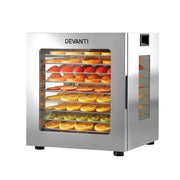 Danoz KitchenSmart Devanti 10 Trays Food Dehydrator Stainless Steel Visible Glass Door 850W - danozdirect