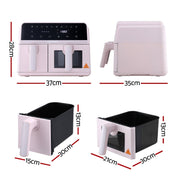 Danoz KitchenSmart - Devanti Air Fryer 9L Dual Zone Fryers 2600W Pink - Free Postage - danozdirect