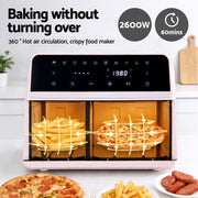 Danoz KitchenSmart - Devanti Air Fryer 9L Dual Zone Fryers 2600W Pink - Free Postage - danozdirect