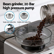 Danoz KitchenSmart Devanti Coffee Machine Espresso Latte Maker with Grinder Milk Frother Steam Wand - danozdirect