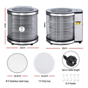 Danoz KitcheSmart Devanti 8 Trays Food Dehydrator, Biltong maker, Stainless Steel Auto - Rotate 10 Programs 700W - danozdirect