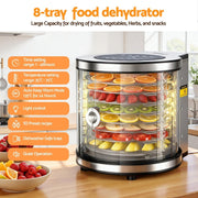 Danoz KitcheSmart Devanti 8 Trays Food Dehydrator, Biltong maker, Stainless Steel Auto - Rotate 10 Programs 700W - danozdirect