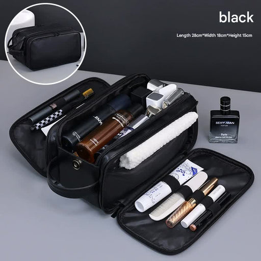 Danoz Large Capacity PU Leather Toiletry Bag - Multi - Compartment Dopp Kit & Cosmetic Organizer(black) - danozdirect