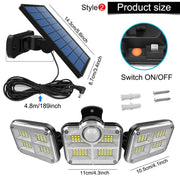 Danoz Led Lights🔆 20w Solar Light 122/333led IP65 Waterproof Outdoor Indoor Solar Garden Lamp With Adjustable Head - danozdirect