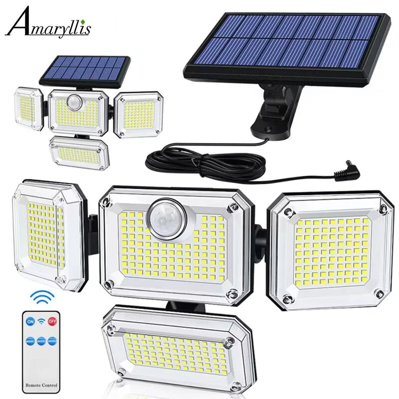 Danoz Led Lights🔆 20w Solar Light 122/333led IP65 Waterproof Outdoor Indoor Solar Garden Lamp With Adjustable Head - danozdirect
