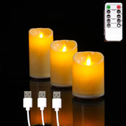Danoz Lights - 1 or 3 Pieces USB Charge Remote Control LED Decorative Moving Wick Candles,10/12.5/15 cm Rechargeable Dancing Church Candles - Buy 1 Get 1 Free - danozdirect