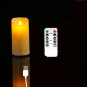 Danoz Lights - 1 or 3 Pieces USB Charge Remote Control LED Decorative Moving Wick Candles,10/12.5/15 cm Rechargeable Dancing Church Candles - Buy 1 Get 1 Free - danozdirect