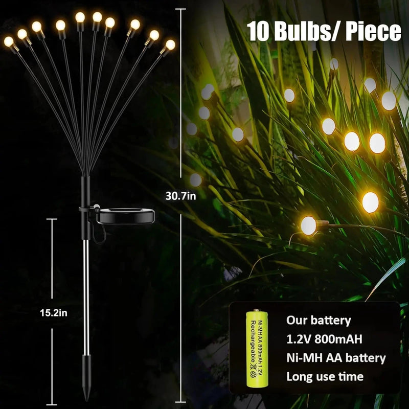 Danoz Lights - Garden Lights - New Upgraded Solar Powered Firefly Lights Outdoor Waterproof Vibran Garden Lights for Decoration , Buy 1 Get 1 Free!i - danozdirect