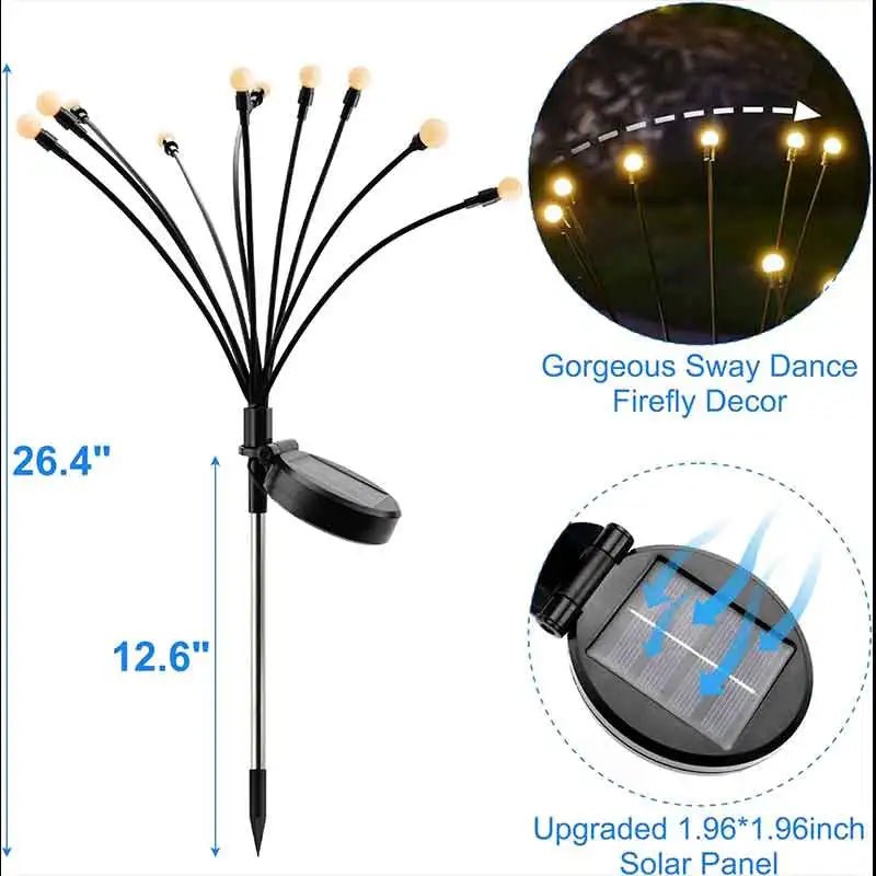 Danoz Lights - Garden Lights - New Upgraded Solar Powered Firefly Lights Outdoor Waterproof Vibran Garden Lights for Decoration , Buy 1 Get 1 Free!i - danozdirect