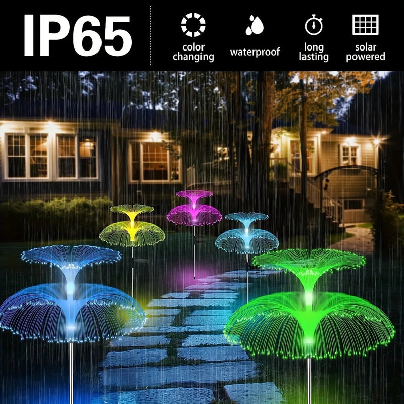 Danoz Lights - Outdoor Solar Garden Lights 7 Colors Variable Solar Stake Jellyfish Reed Lights Solar Outdoor Color Changing Lights - danozdirect