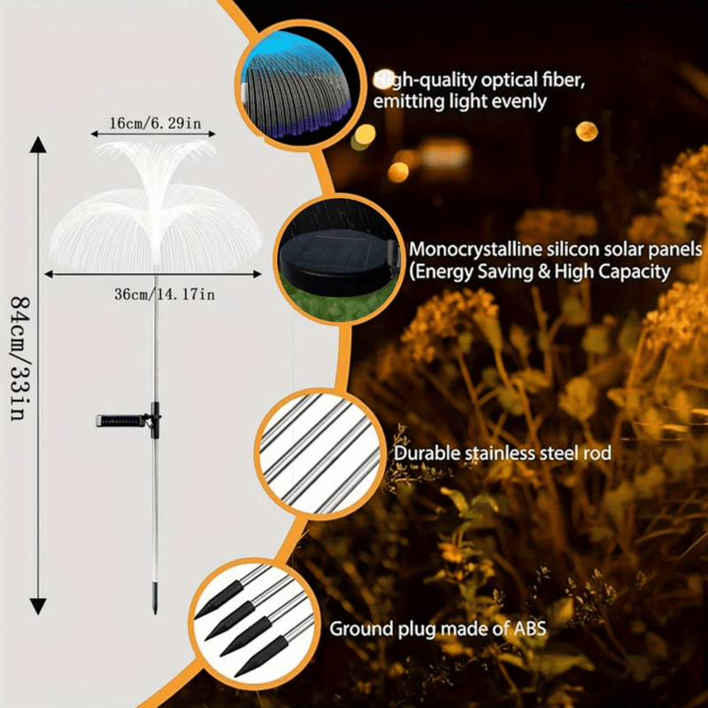 Danoz Lights - Outdoor Solar Garden Lights 7 Colors Variable Solar Stake Jellyfish Reed Lights Solar Outdoor Color Changing Lights - danozdirect