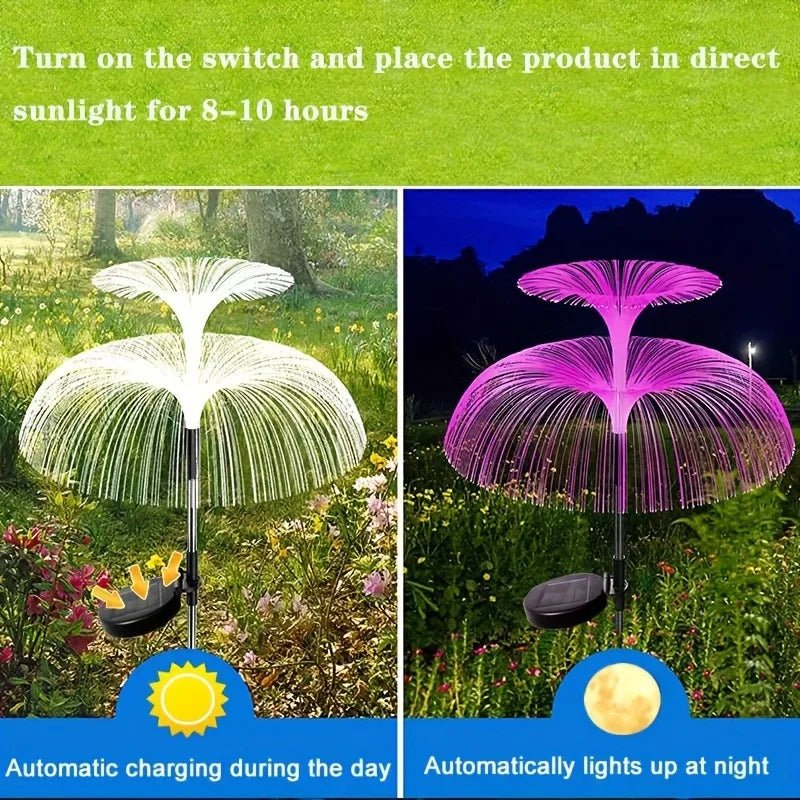 Danoz Lights - Outdoor Solar Garden Lights 7 Colors Variable Solar Stake Jellyfish Reed Lights Solar Outdoor Color Changing Lights - danozdirect