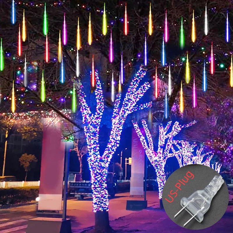 Danoz Lights - Solar Meteor Shower Rain String Lights Waterproof Garden Light 8 Tubes Christmas Tree Holiday Party Wedding Holiday Decoration - danozdirect