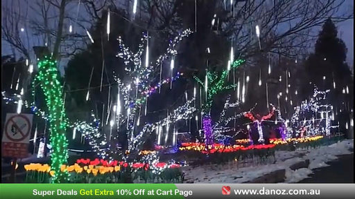 Danoz Lights - Solar Meteor Shower Rain String Lights Waterproof Garden Light 8 Tubes Christmas Tree Holiday Party Wedding Holiday Decoration - danozdirect