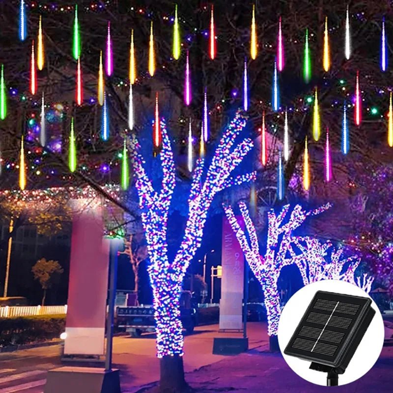 Danoz Lights - Solar Meteor Shower Rain String Lights Waterproof Garden Light 8 Tubes Christmas Tree Holiday Party Wedding Holiday Decoration - danozdirect