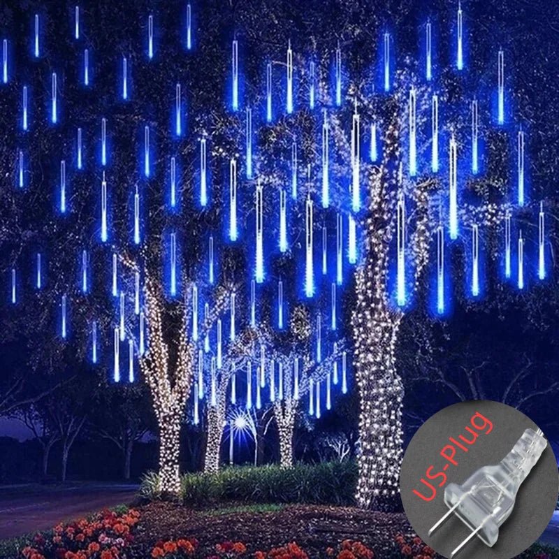 Danoz Lights - Solar Meteor Shower Rain String Lights Waterproof Garden Light 8 Tubes Christmas Tree Holiday Party Wedding Holiday Decoration - danozdirect