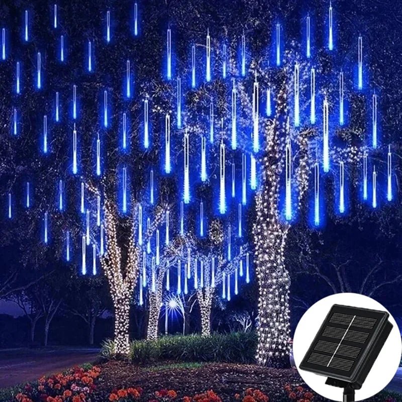 Danoz Lights - Solar Meteor Shower Rain String Lights Waterproof Garden Light 8 Tubes Christmas Tree Holiday Party Wedding Holiday Decoration - danozdirect