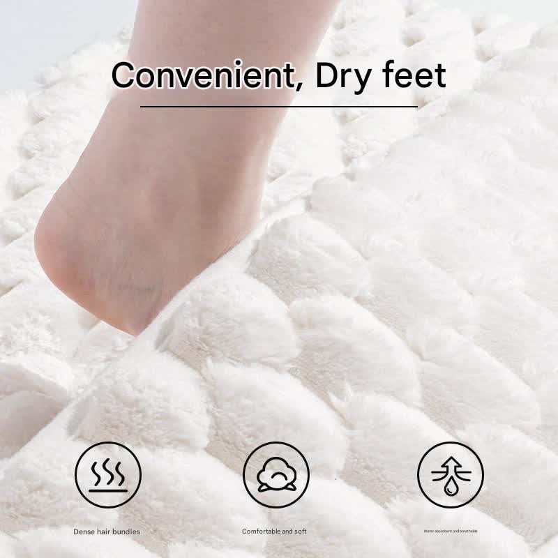Danoz Luxury Plush Memory Foam Bath Mat with Foot Drying Panel - Super Absorbent & Non - Slip Bathroom Rug(Checkered brown) - danozdirect